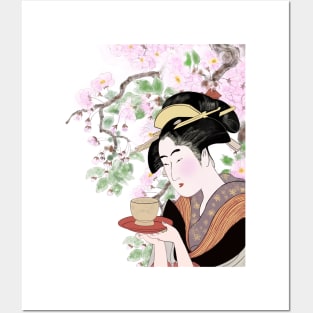 Japanese woodblock print Okita of the Teahouse Naniwa Posters and Art